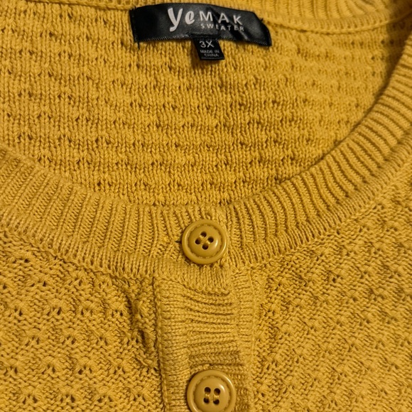 Women's Mustard yellow crop cardigan 3X - Picture 7 of 9